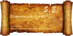 Simonovics Ernő névjegykártya